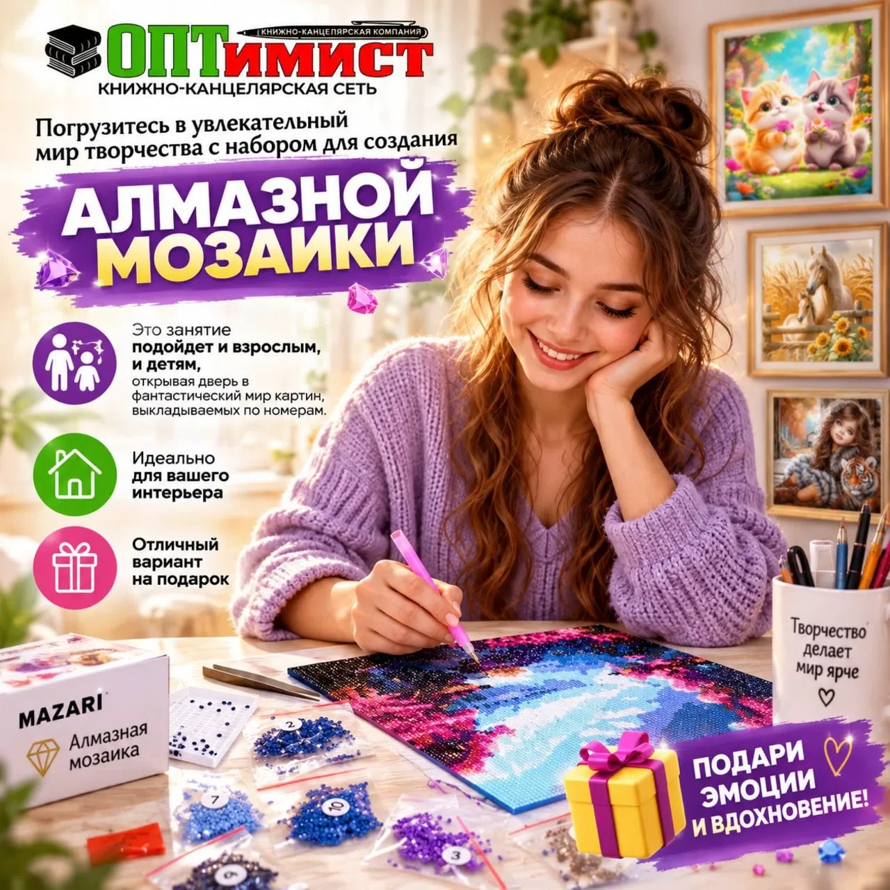 Рецепт идеального и спокойного вечера существует... И это алмазная мозаика! 🔮