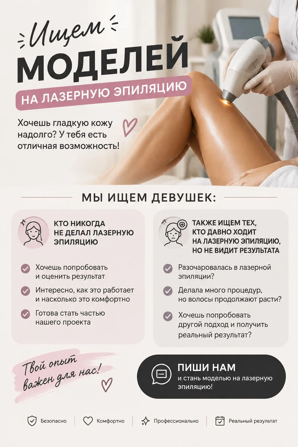 Предпочтения кто никогда не делал лазерную эпиляцию
