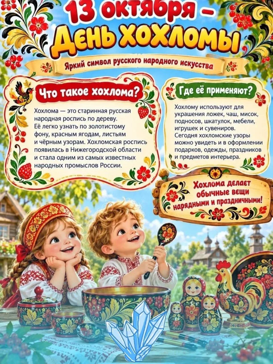 💎 В «Кристаллике» вчера состоялся День хохломы!❤️💛💚🖤