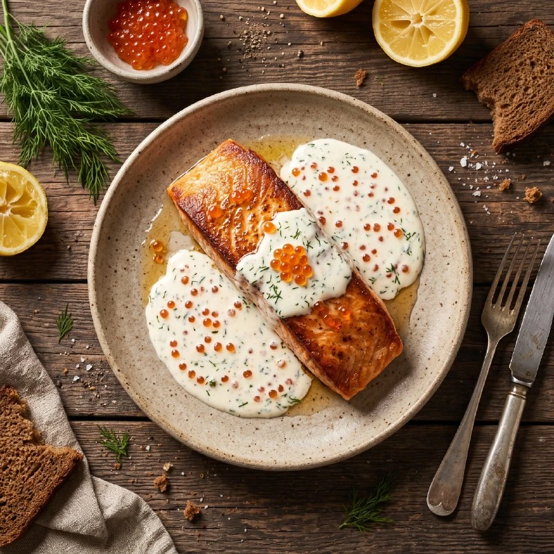 🍳 Лосось с икорным соусом