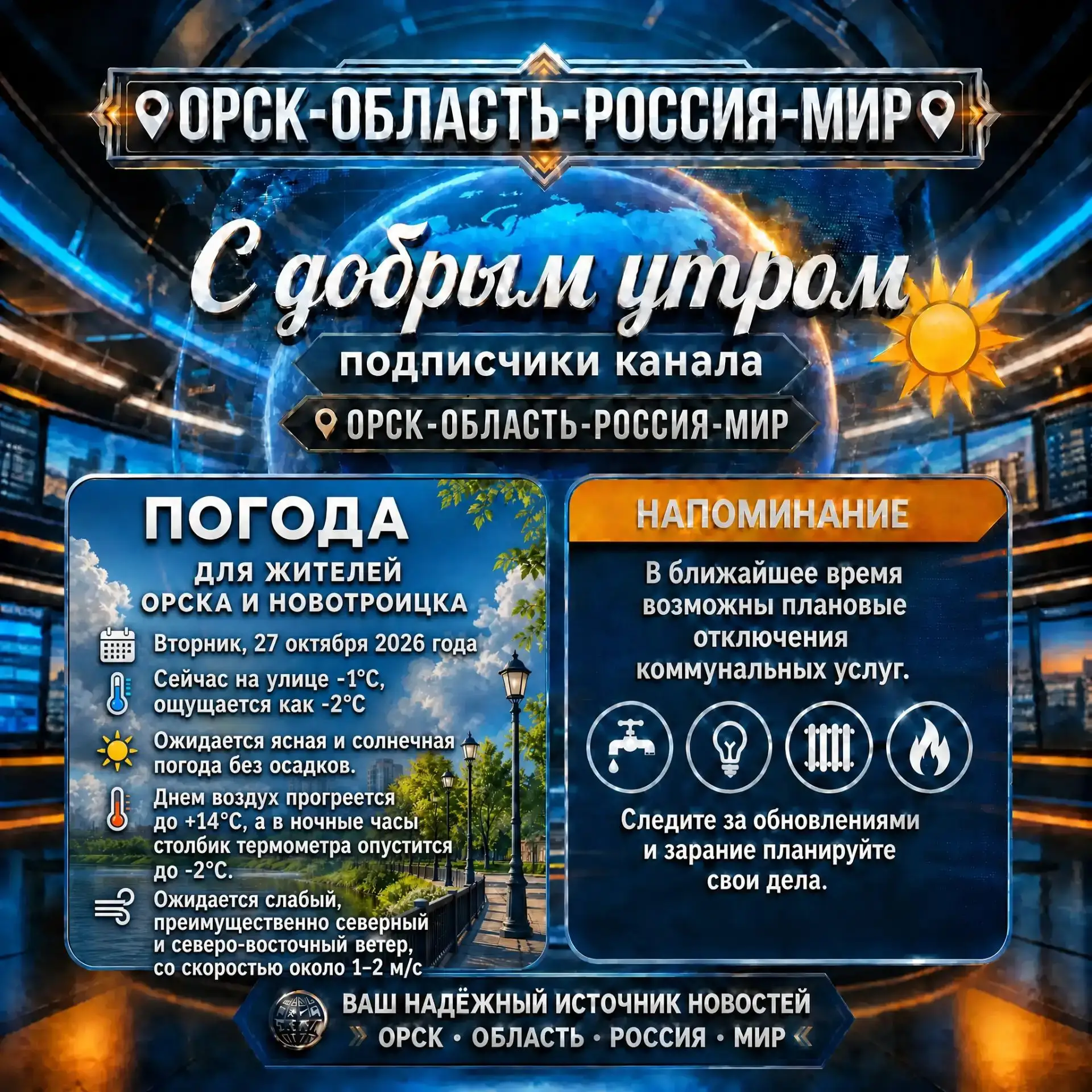 ☀️ Доброе утро, дорогие подписчики нашего канала 📌Орск-Область-Россия-Мир📌