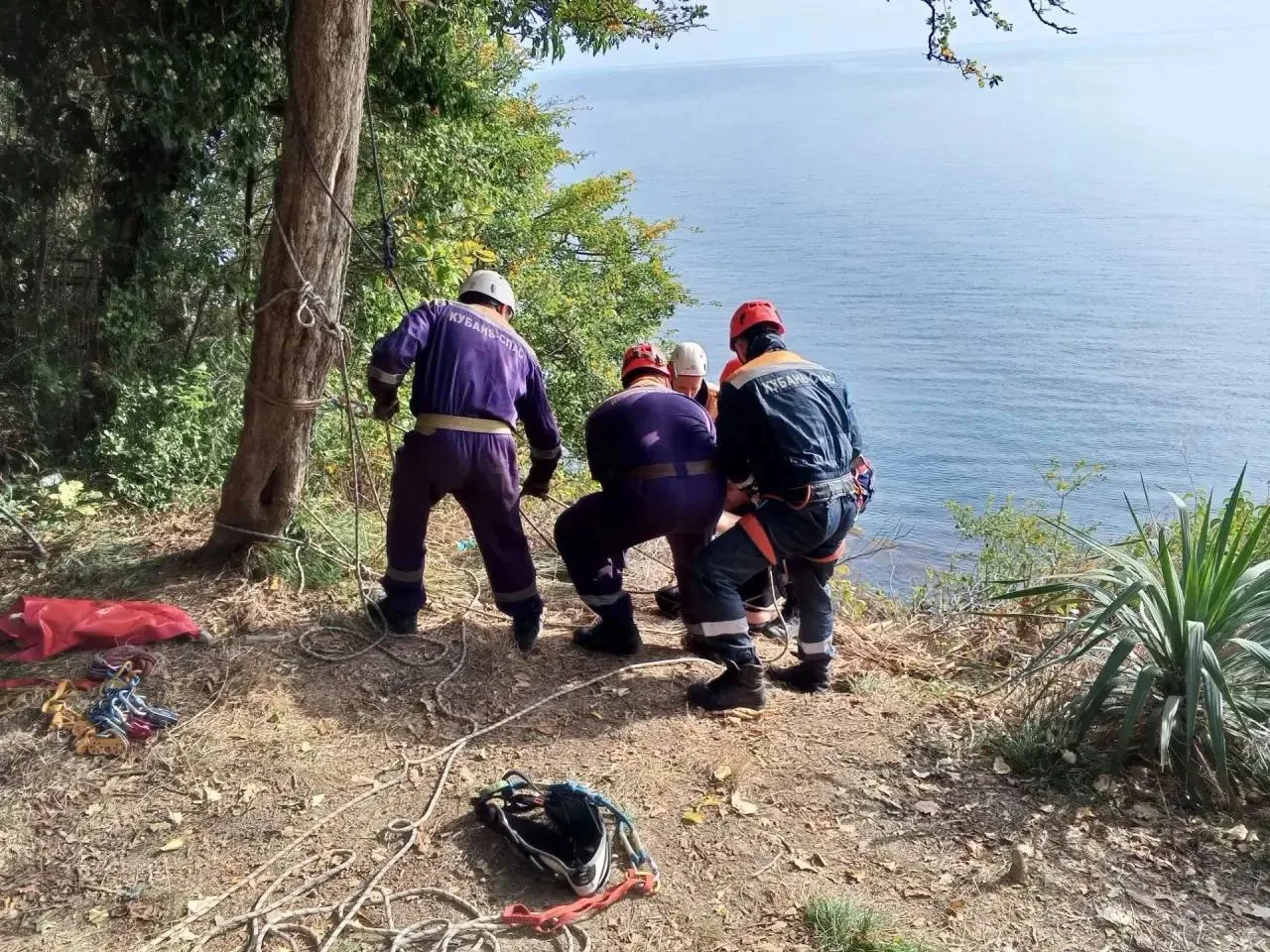 ⛑️ Мужчина сорвался с обрыва и повис на кустах в Сочи.