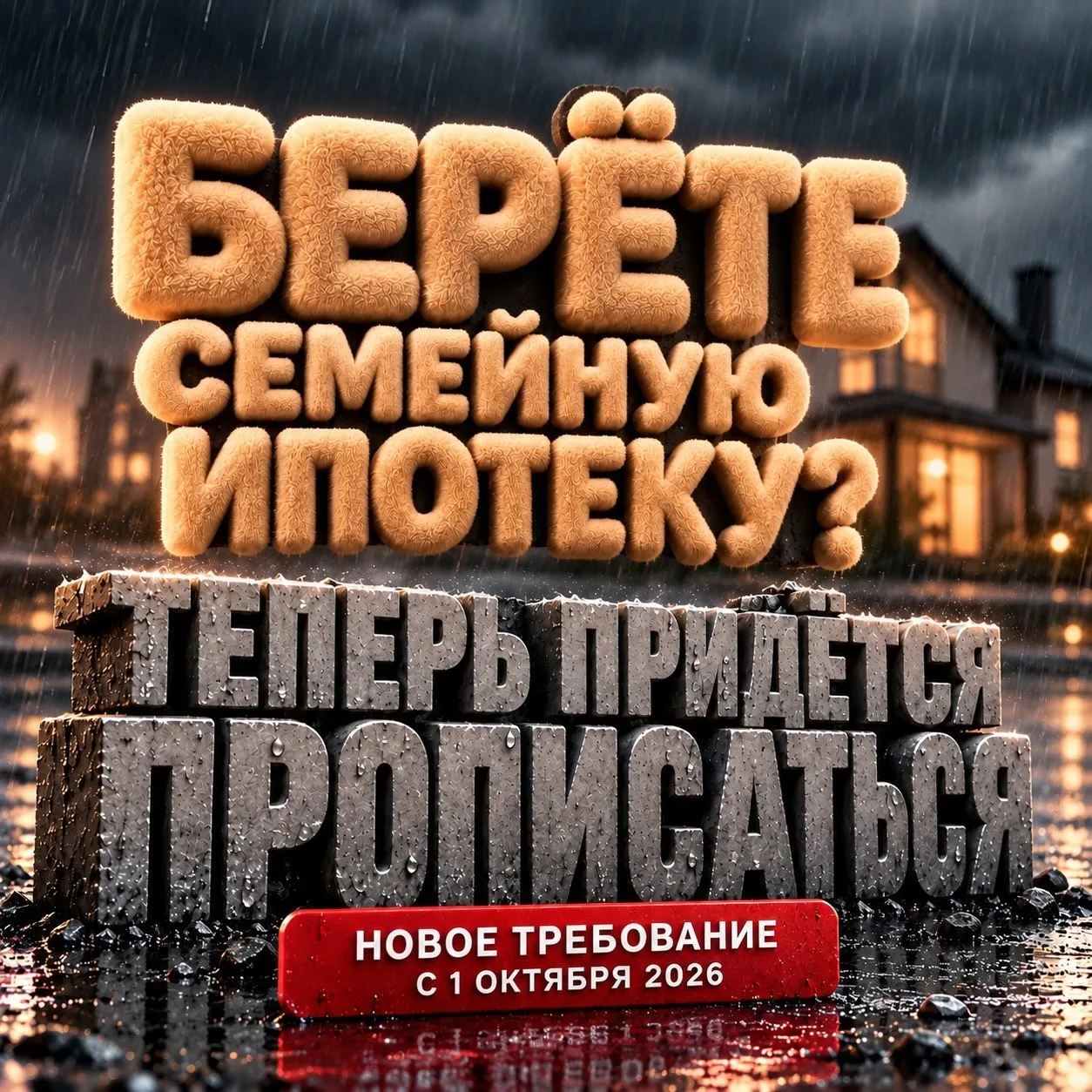 С 1 октября по семейной ипотеке новое условие: заёмщик должен прописаться в купленном ж...