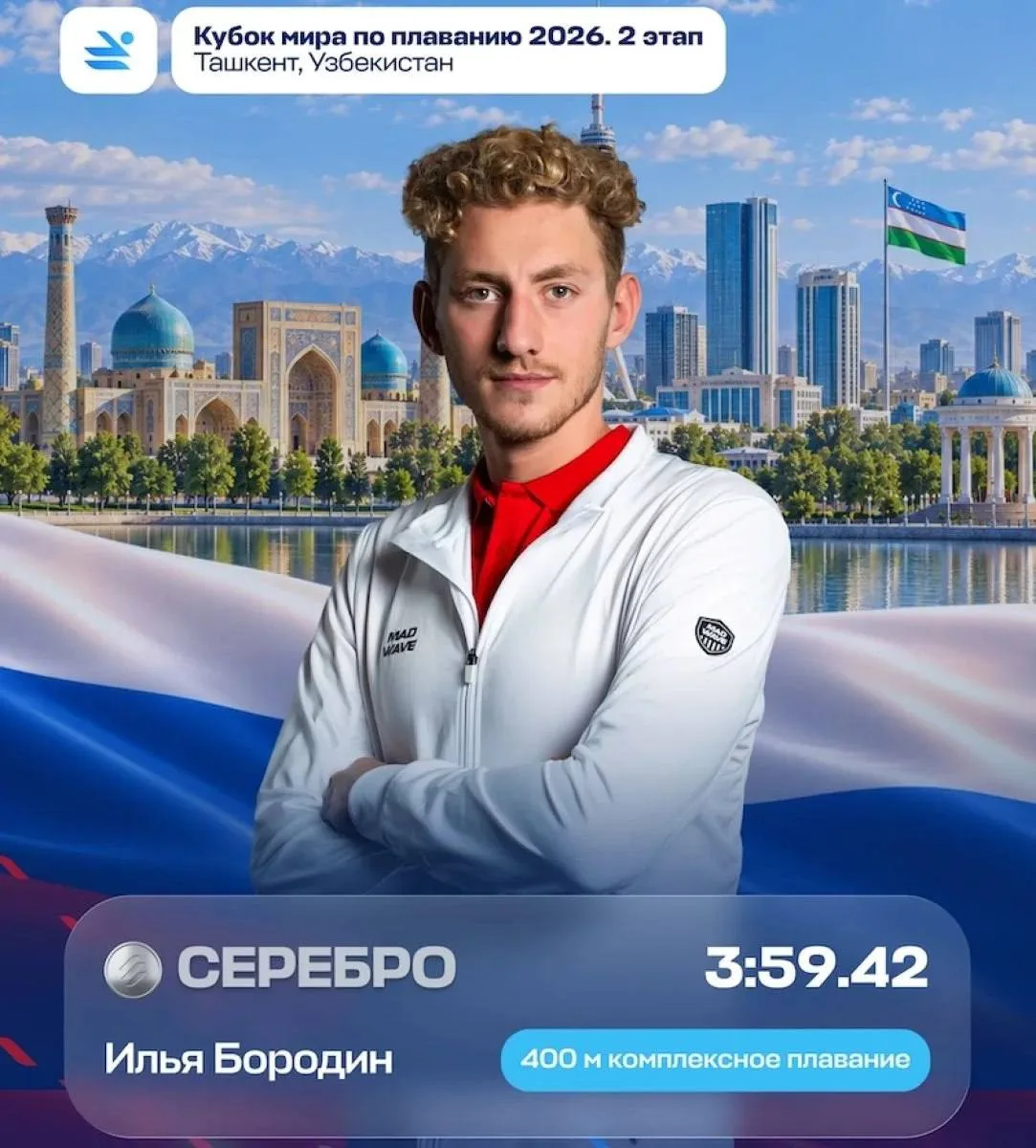 🥈Брянский пловец Илья Бородин взял серебро этапа Кубка мира в Ташкенте