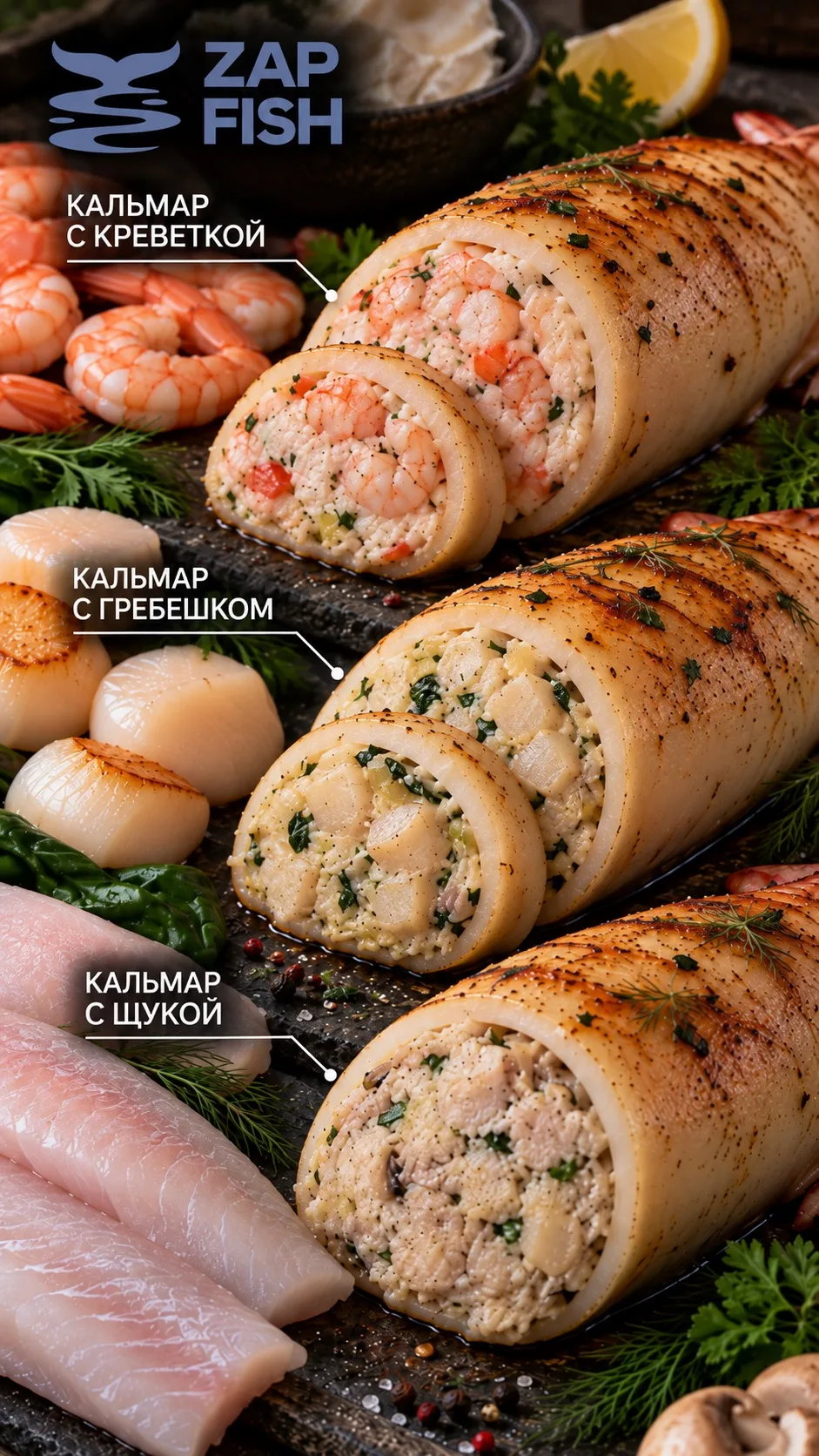 🦑 3 ВАРИАНТА ФАРШИРОВАННЫХ КАЛЬМАРОВ