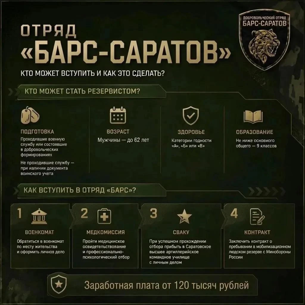 🪖 БАРС ищет добровольцев в Саратовской области