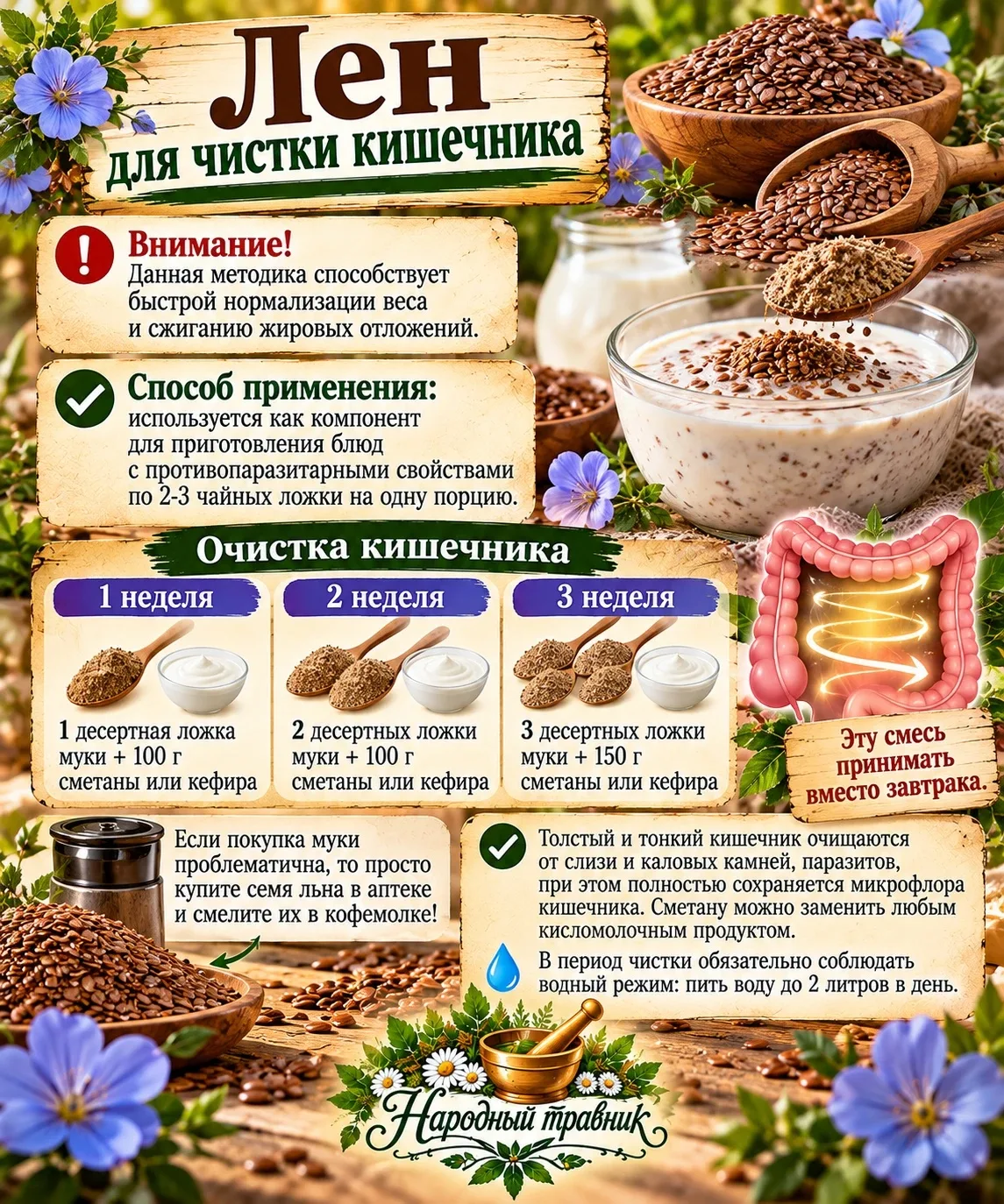 Льняная чистка для здоровья кишечника 🌱