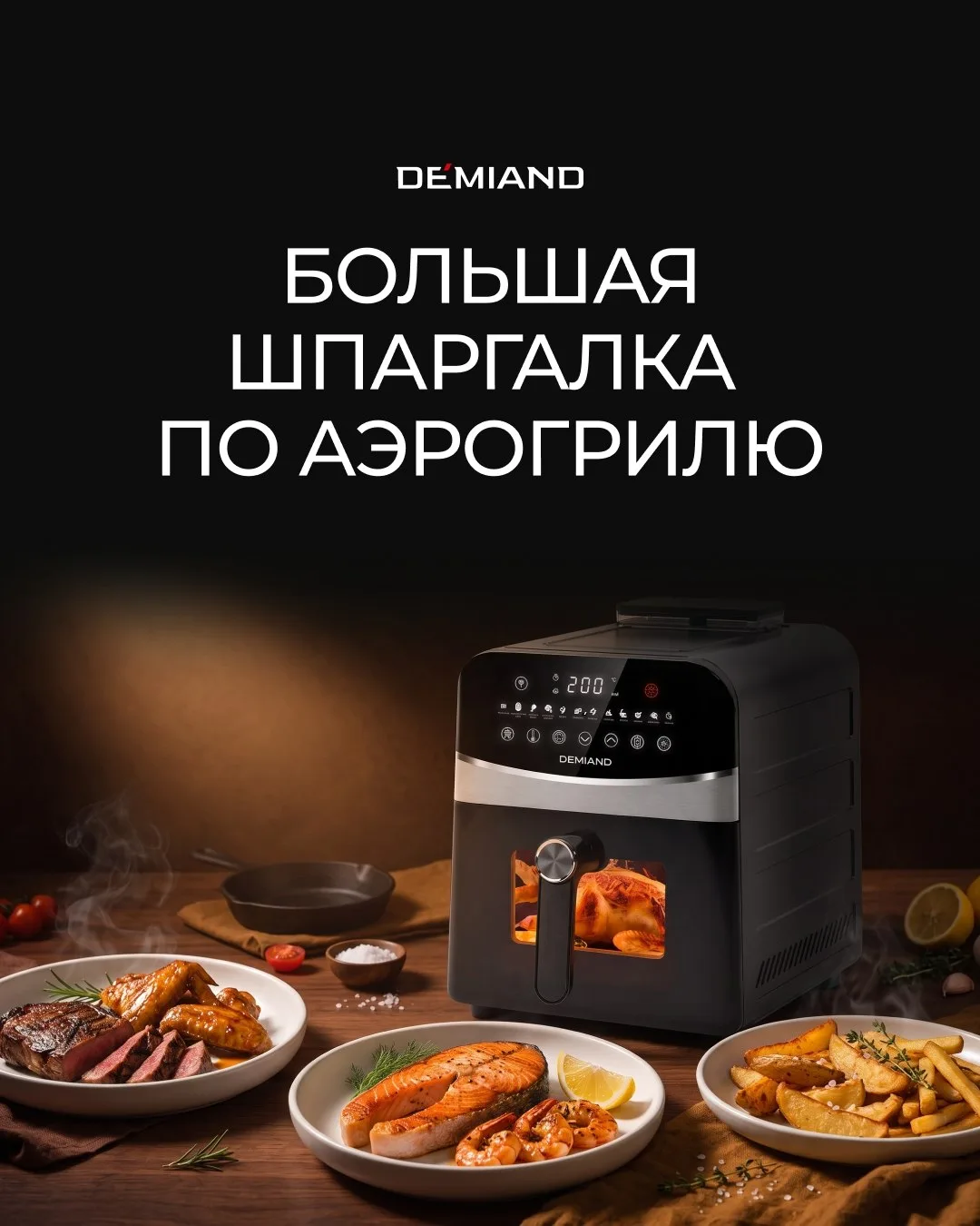 Большая шпаргалка по аэрогрилю: температура и время приготовления 🔥⏱️