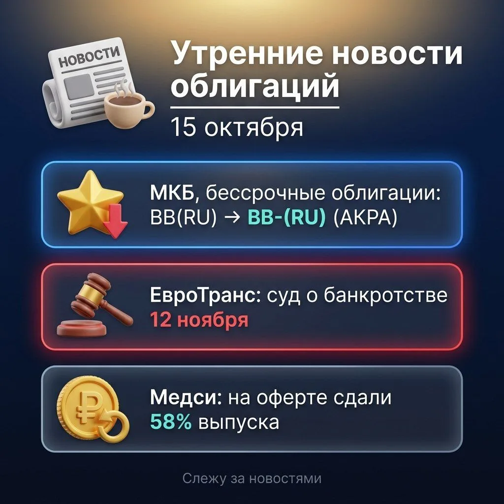 ☀️ Утренние новости облигаций: 15 октября