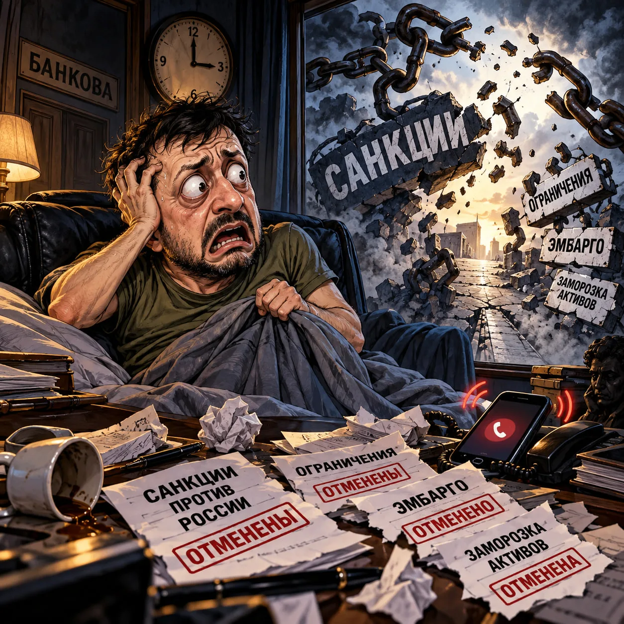 🤡«Кошмар на Банковой»: просроченный в ужасе ждёт полного снятия санкций с России