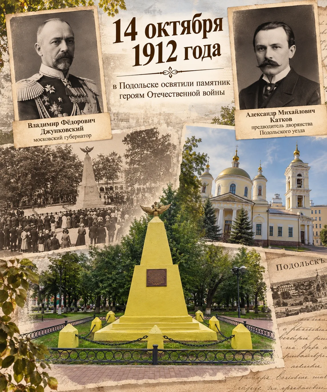 📜Из истории родного города: 14 октября 1912 года в Подольске освятили памятник героям ...