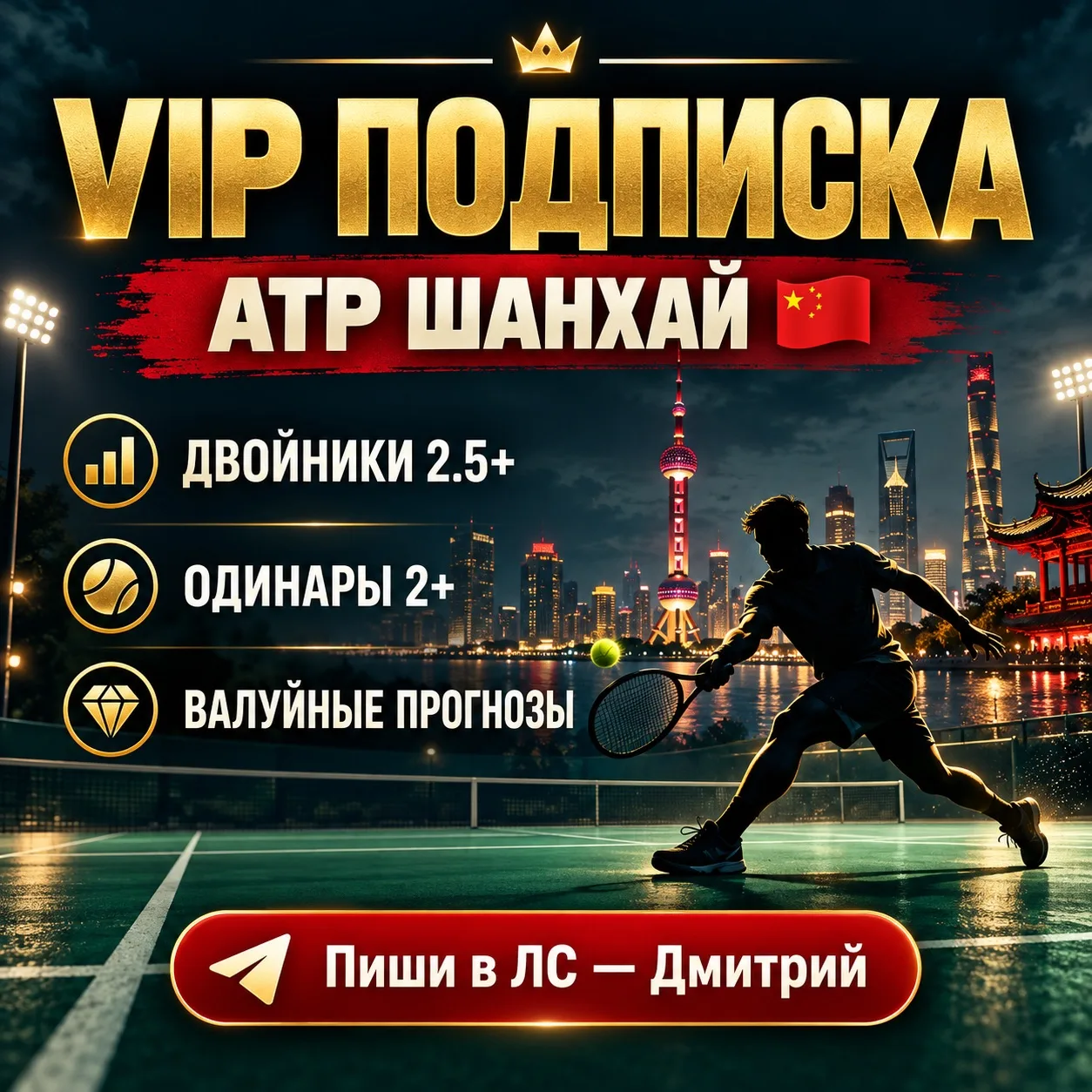 ✔️🇨🇳ВИП ПОДПИСКА НА МАСТЕРС ATP ШАНХАЙ!