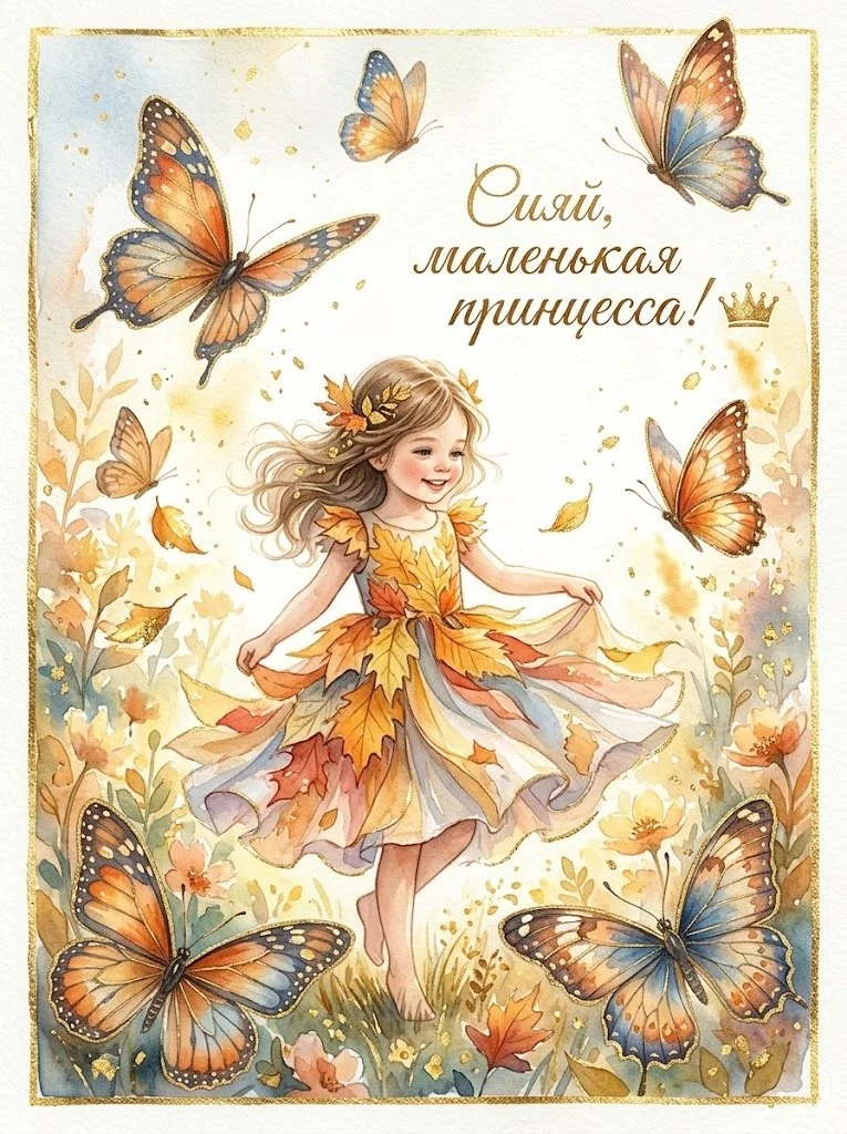 Сияй, маленькая принцесса! Эта девочка в платье из осенних листьев кружится в танце, а ...