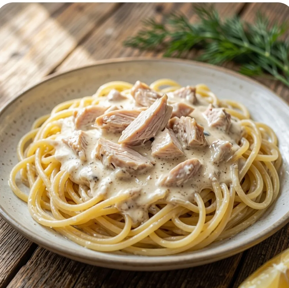 " Спагетти 🍝 с курицей в сметанном соусе"