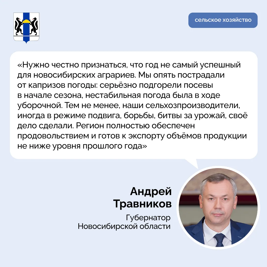 🌾 Новосибирская область полностью обеспечена продовольствием