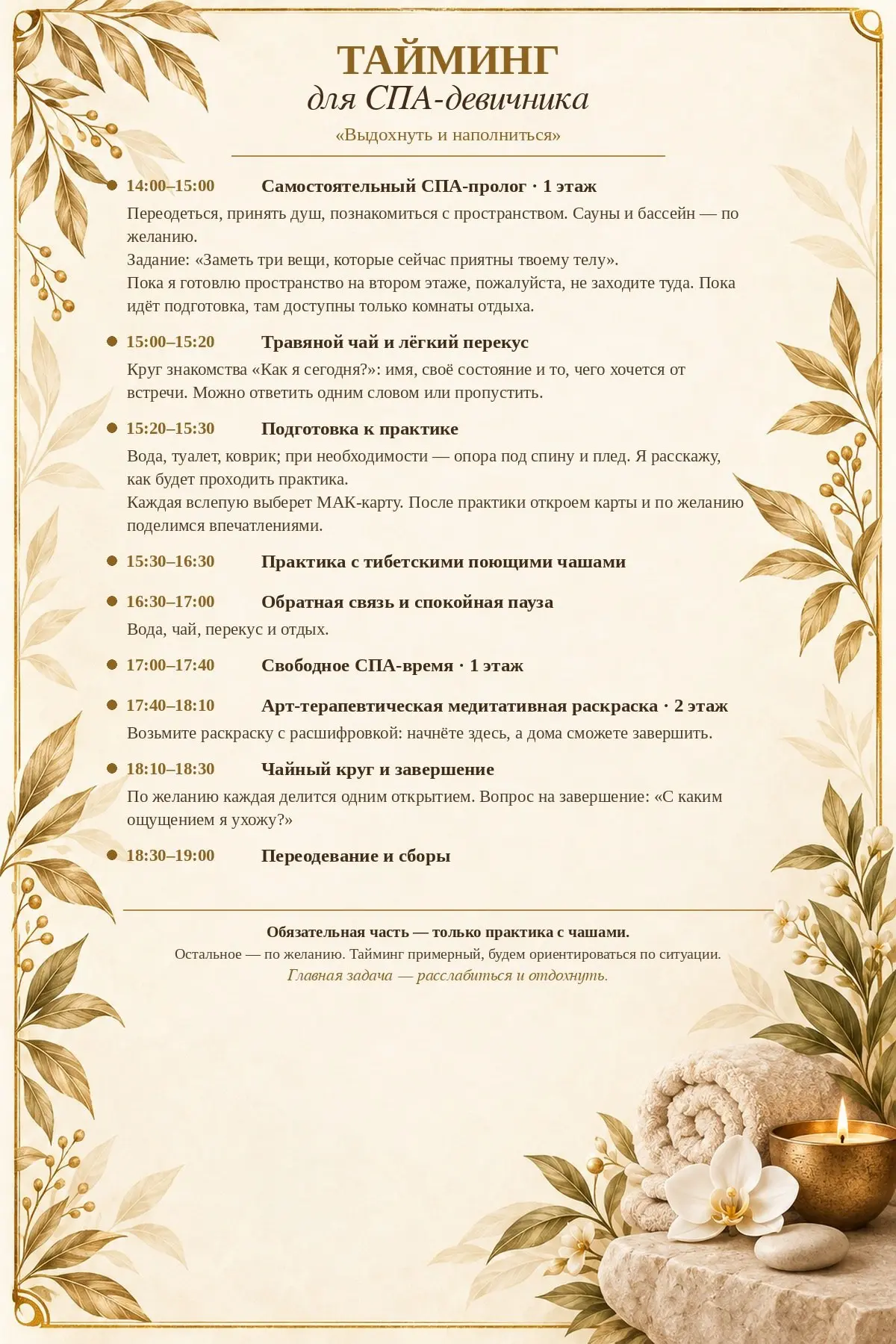 Подготовила сегодня для девочек тайминг по девичнику. Вдруг кто-то еще одним глазом дум...