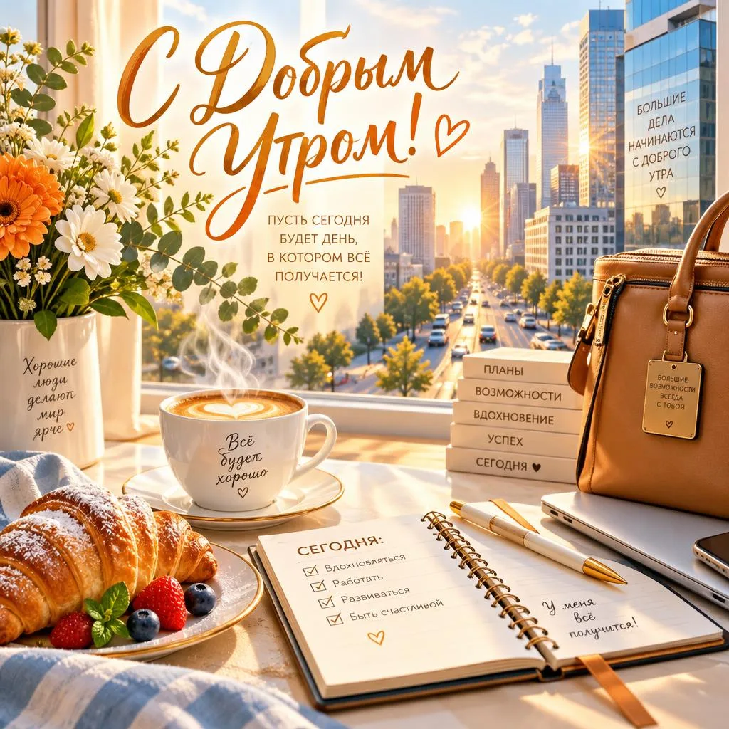 Доброе утро! Пусть твой день начнётся с улыбки, продолжится удачей, а закончится спокой...