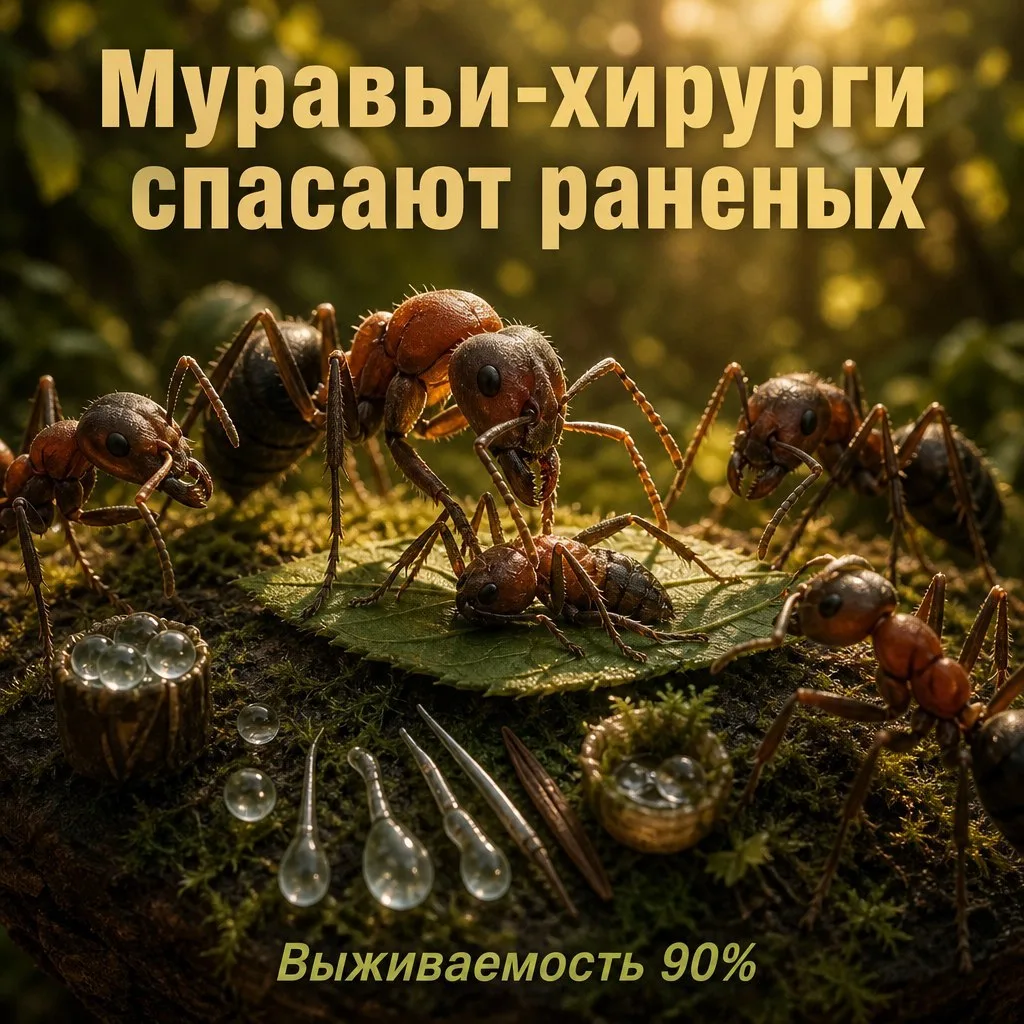 😲 Муравьи проводят ампутации раненым сородичам