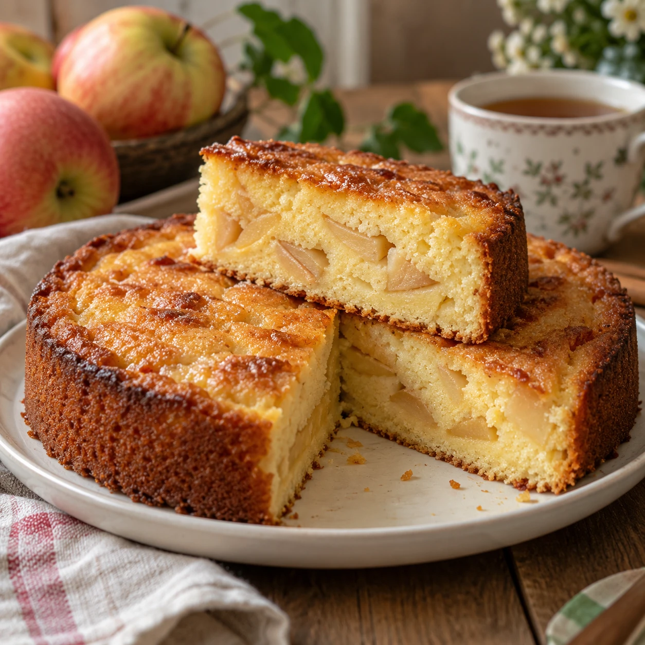 🍎 ПИРОГ С МАНКОЙ И ЯБЛОКАМИ — НЕЖНЫЙ, СОЧНЫЙ И ПРОСТО ТАЕТ ВО РТУ! 😍