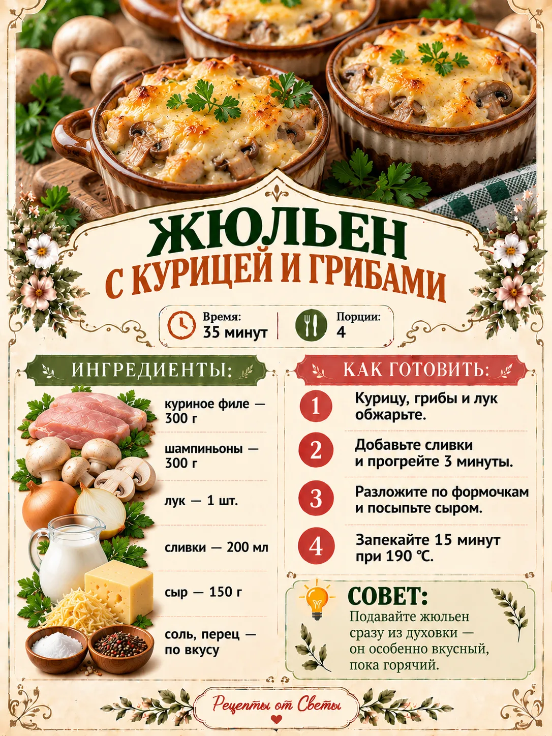 🍄 Добраться ложкой сквозь сырную корочку до нежной курочки с грибами — отдельное удово...