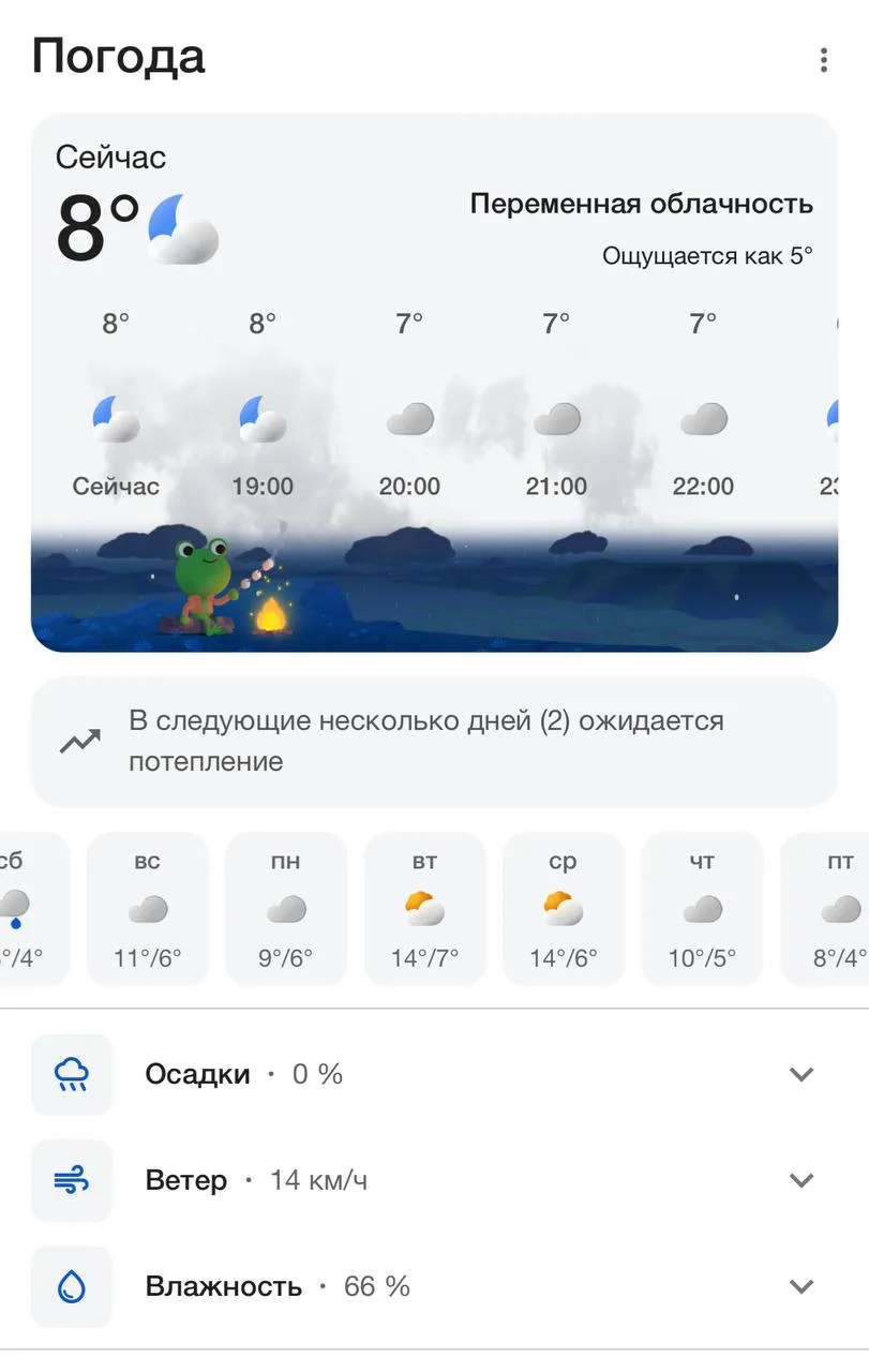 ⛅️В Прикамье вновь потеплеет до +14°