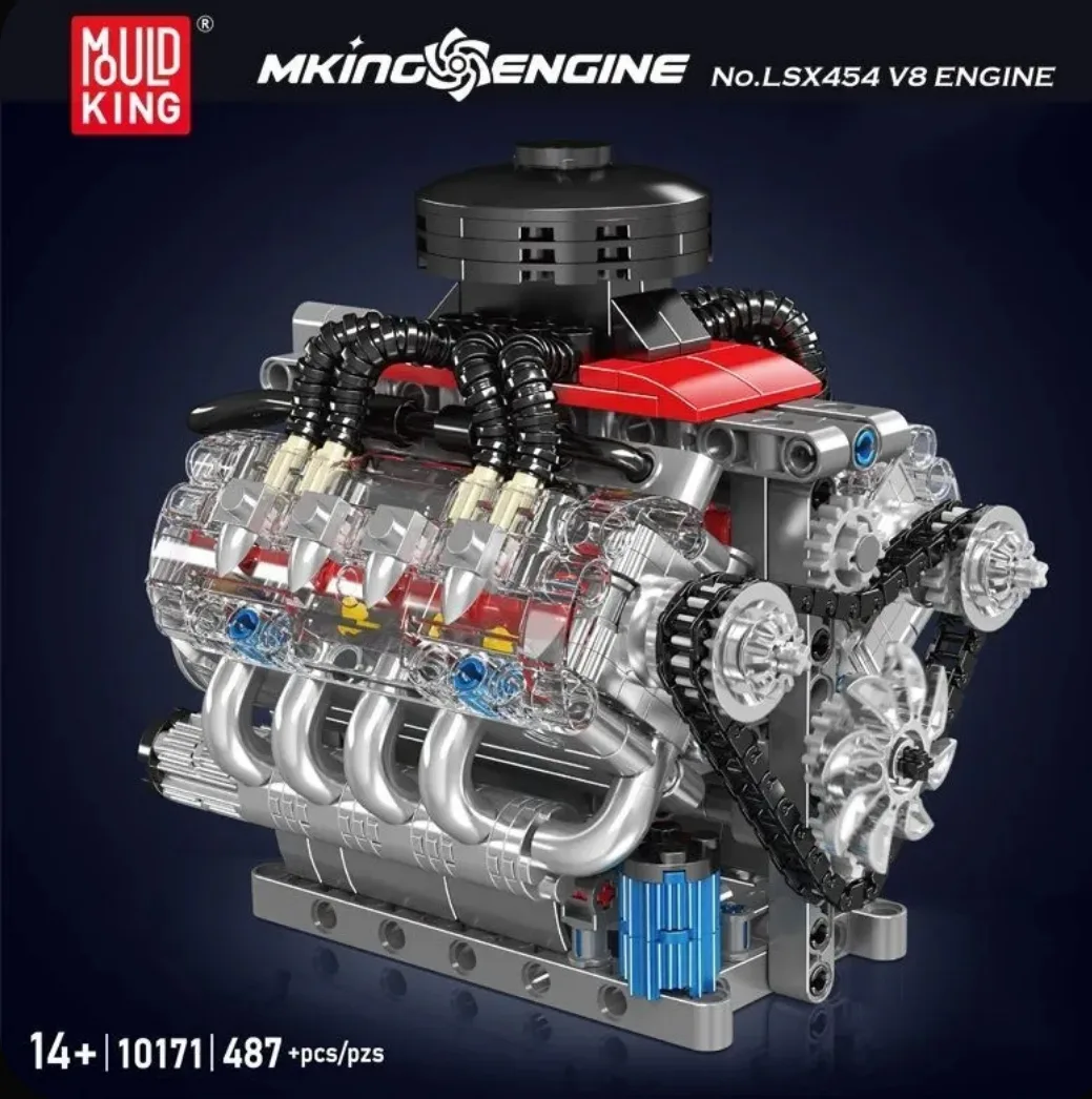 Конструктор MOULD KING 10171, Двигатель Chevron LSX454 V8, моторный привод на батарейка...