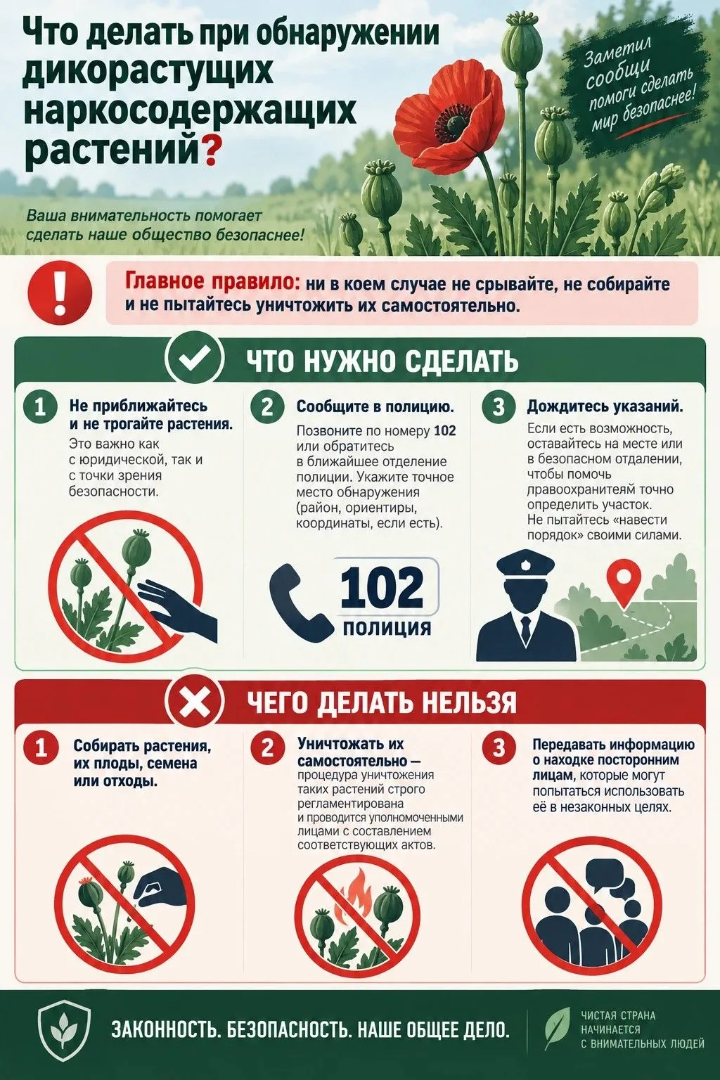 🌿 Увидел дикорастущие наркосодержащие растения (коноплю, мак)?