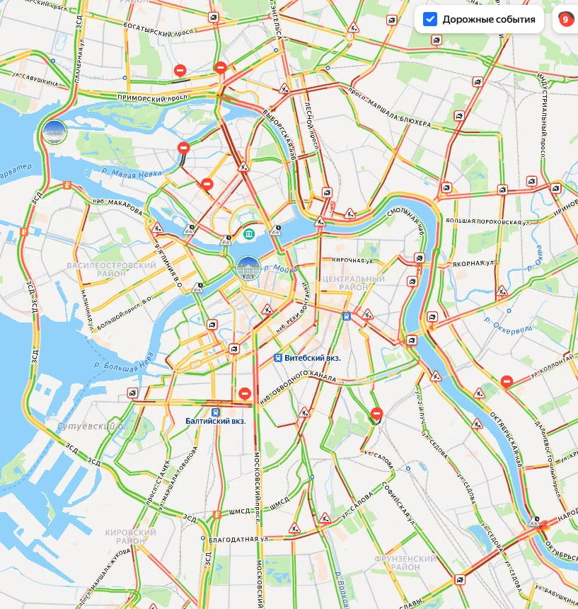 🚘 В Петербурге 9-бальные пробки