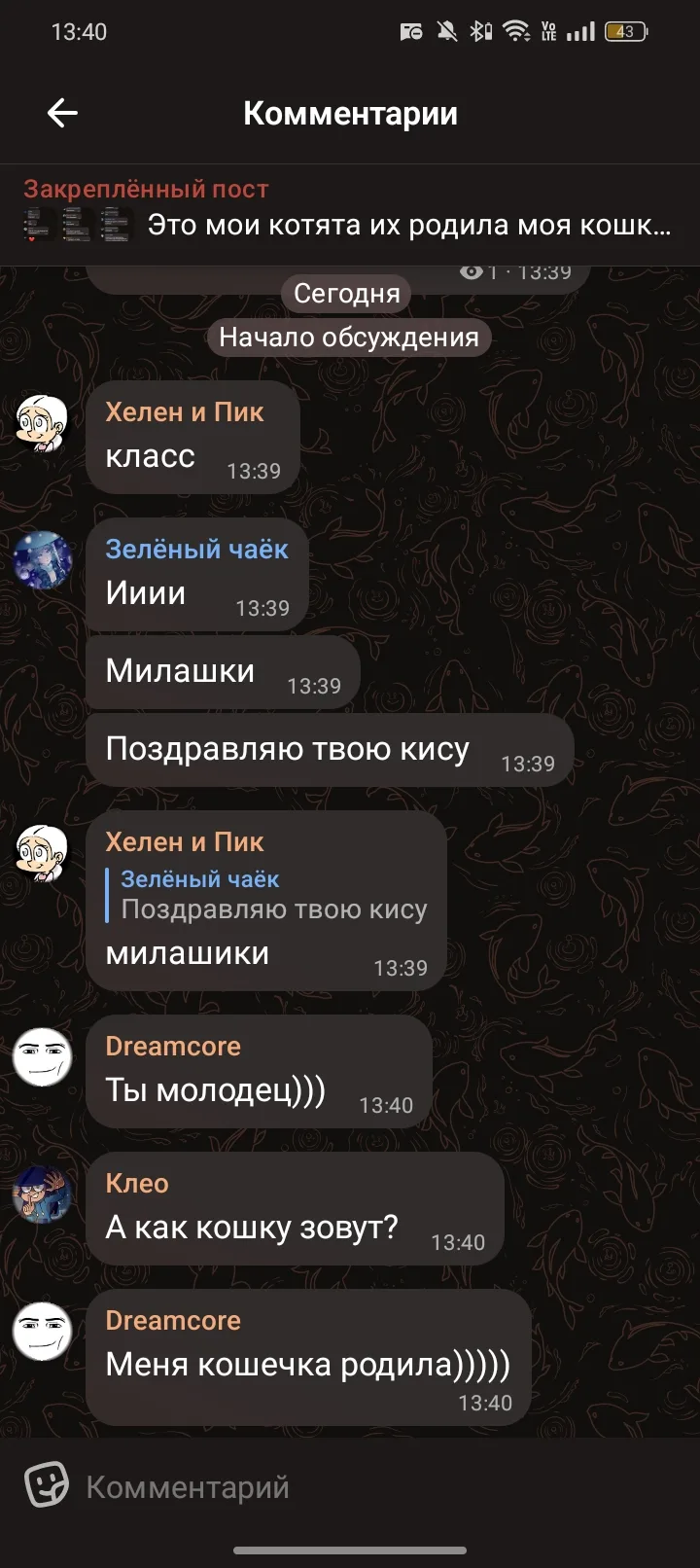 Кошку зовут Мурка