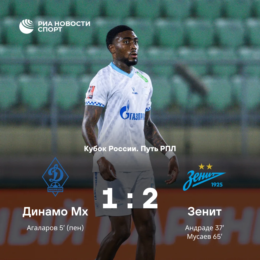 ⚽️«Зенит» одержал волевую победу над махачкалинским «Динамо» в матче Кубка России