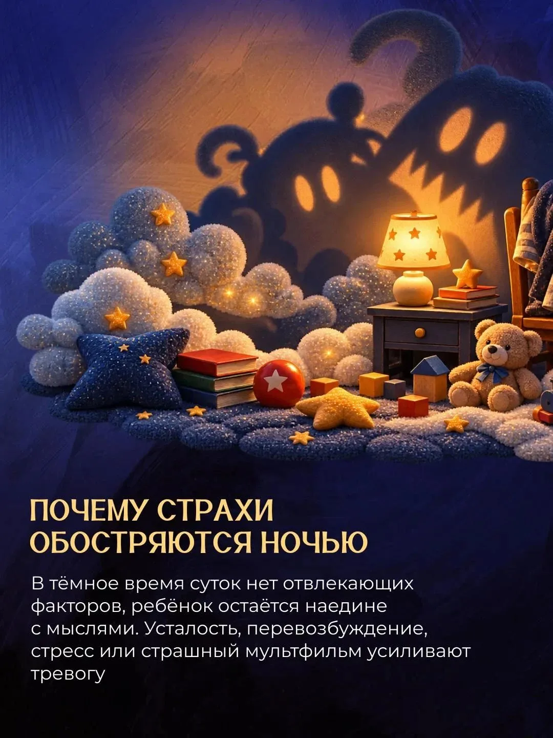 Ночью все страхи кажутся больше. Так психика ребёнка реагирует на то, что кажется ему н...