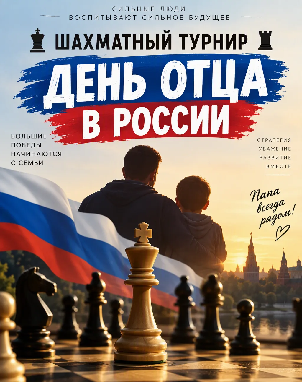 ♟️ Папа, ты — мой чемпион! Шахматный турнир в нашей школе!