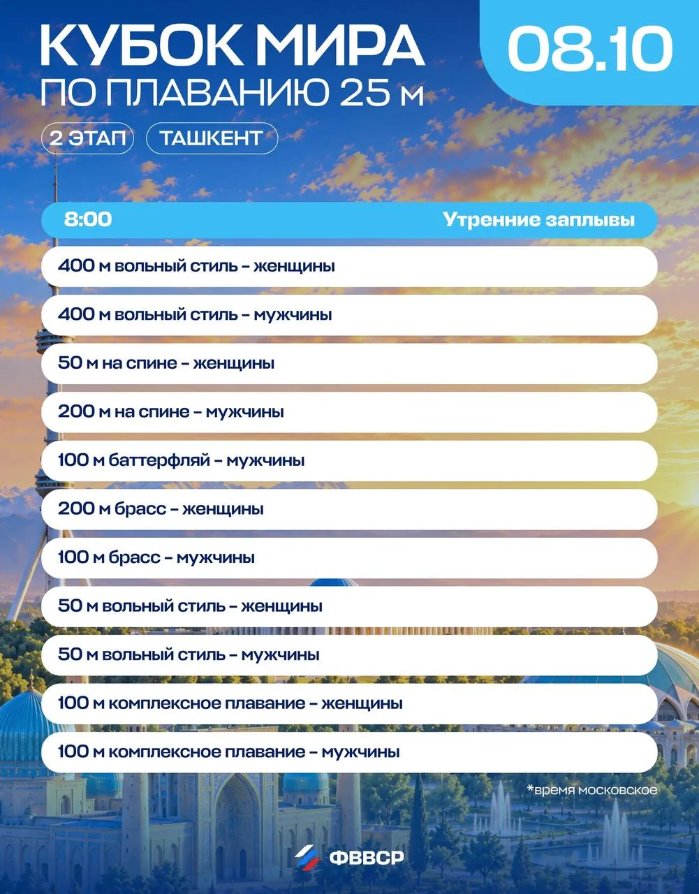 🇷🇺☀️ Доброе ташкентское утро с первого дня второго этапа Кубка мира!