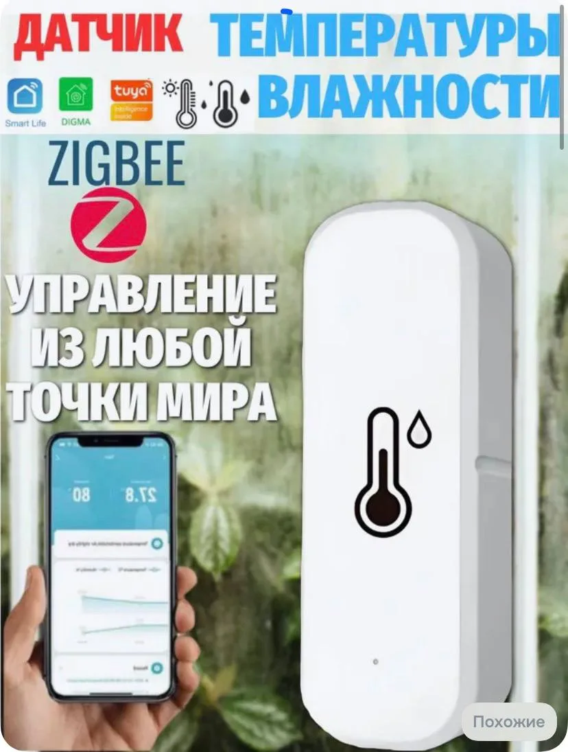 Умный беспроводной датчик температуры и влажности с дистанционным управлением от Tuya /...