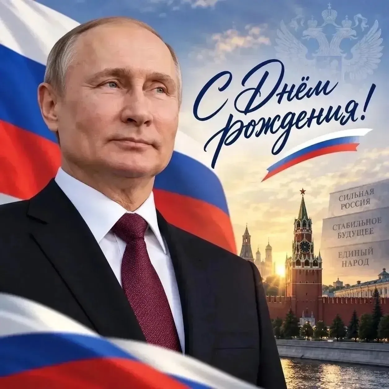 Сегодня мы от всей души поздравляем Президента России Владимира Владимировича Путина с ...