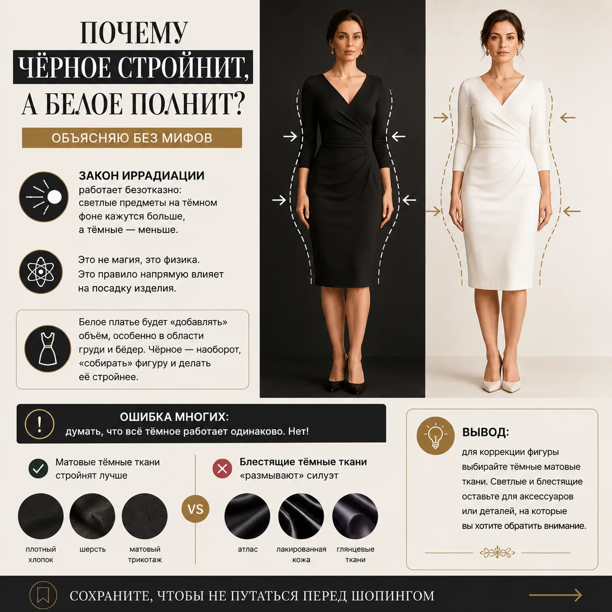 Почему чёрное стройнит, а белое полнит? Объясняю без мифов. ⚫️⚪️