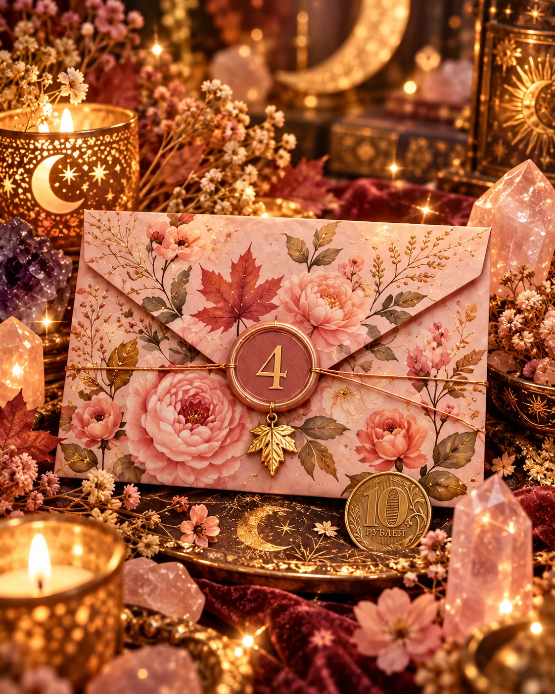 🌸✉️ ОТКРЫВАЕМ КОНВЕРТ № 4 — РОЗОВЫЙ, С ЦВЕТАМИ! 💰🔮