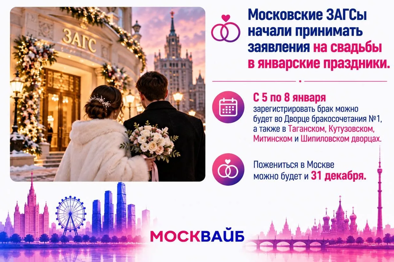 Москвичи уже могут планировать свадьбу на новогодние праздники - ЗАГСы открыли запись н...