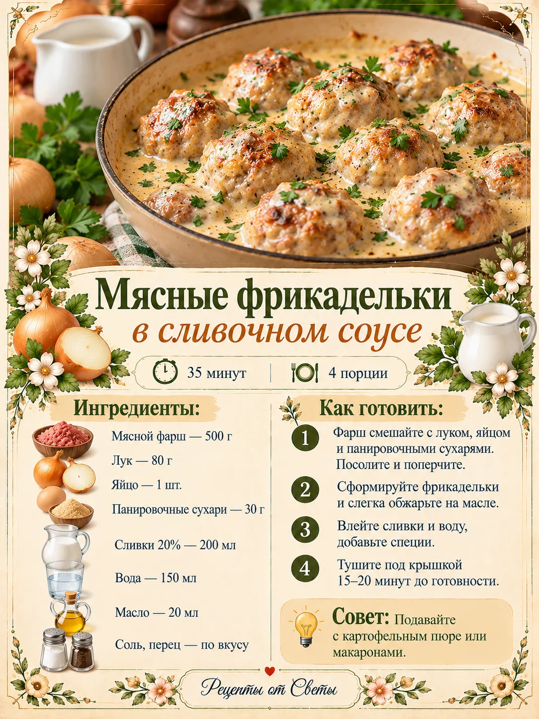 🍲 Мясные фрикадельки в сливочном соусе, и вот уже обычный ужин становится особенно уют...