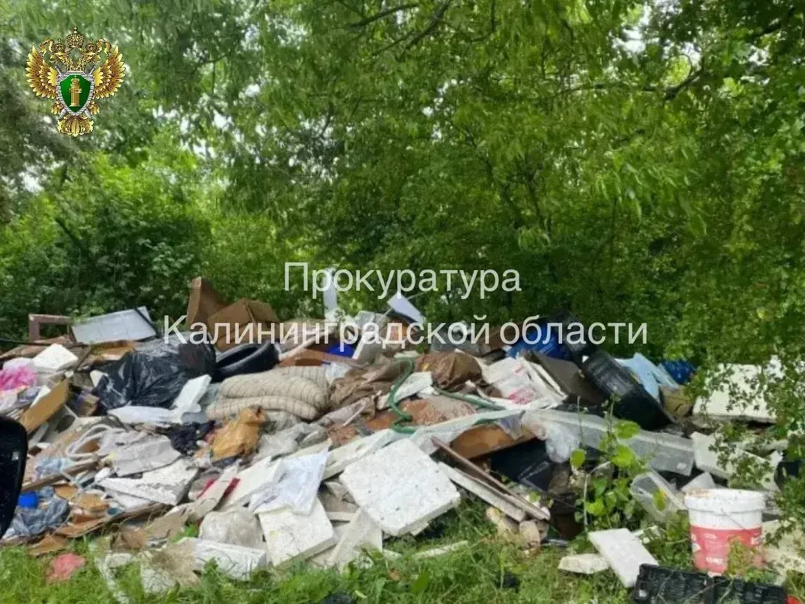 В Гурьевском районе убрали свалку автомобильных покрышек и бытового мусора у дороги Мал...