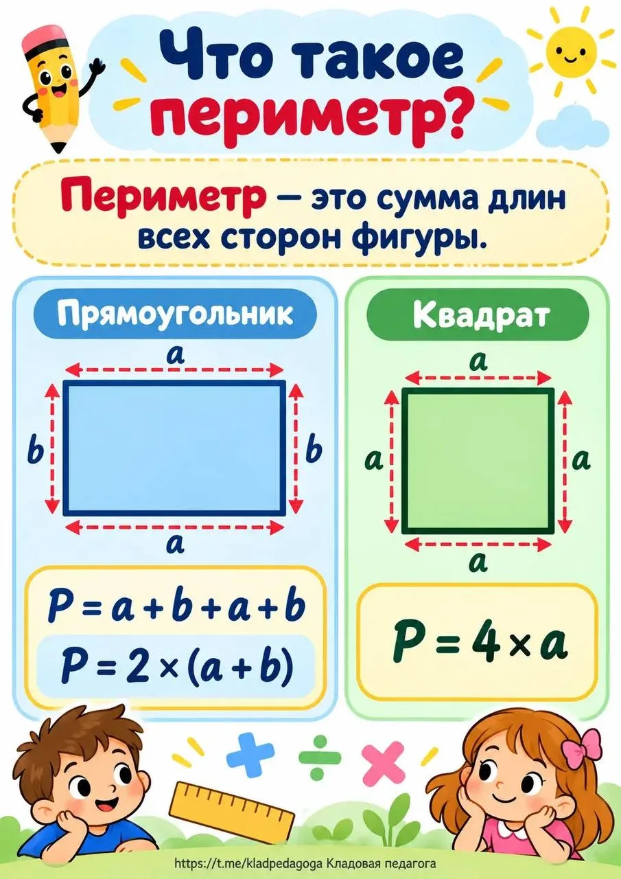 Информационные плакаты на тему «Периметр и площадь»
