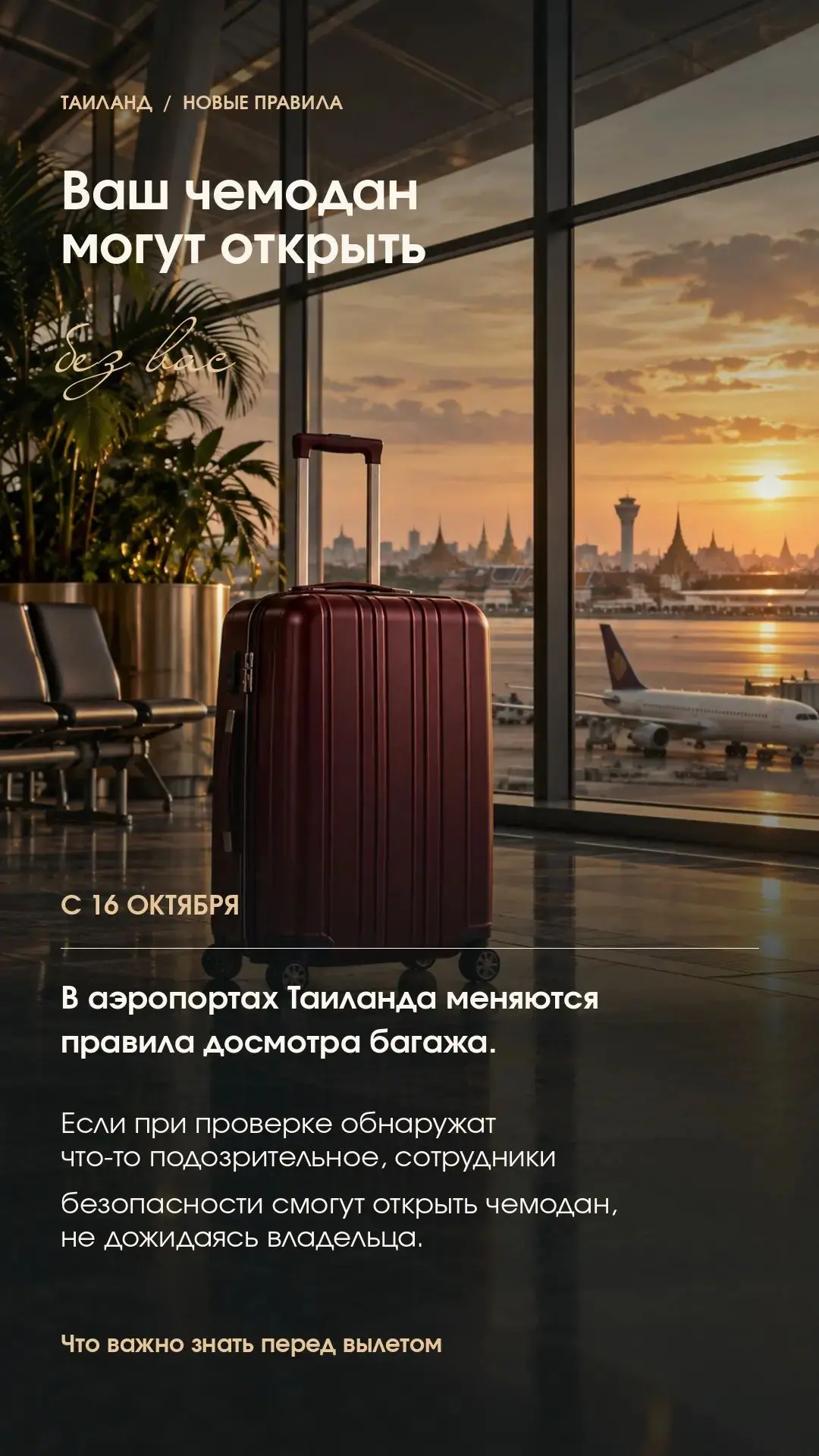 📌В Таиланде смогут открывать чемоданы без пассажиров. Что нужно знать?Возьмите  себе н...