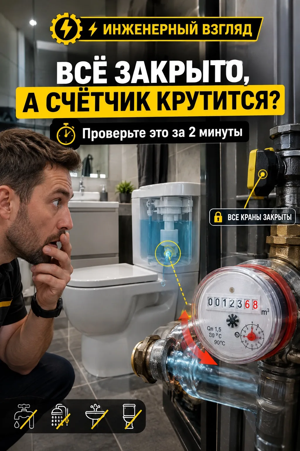 💧 ПОЧЕМУ СЧЁТЧИК ВОДЫ КРУТИТСЯ, КОГДА ВСЁ ЗАКРЫТО?