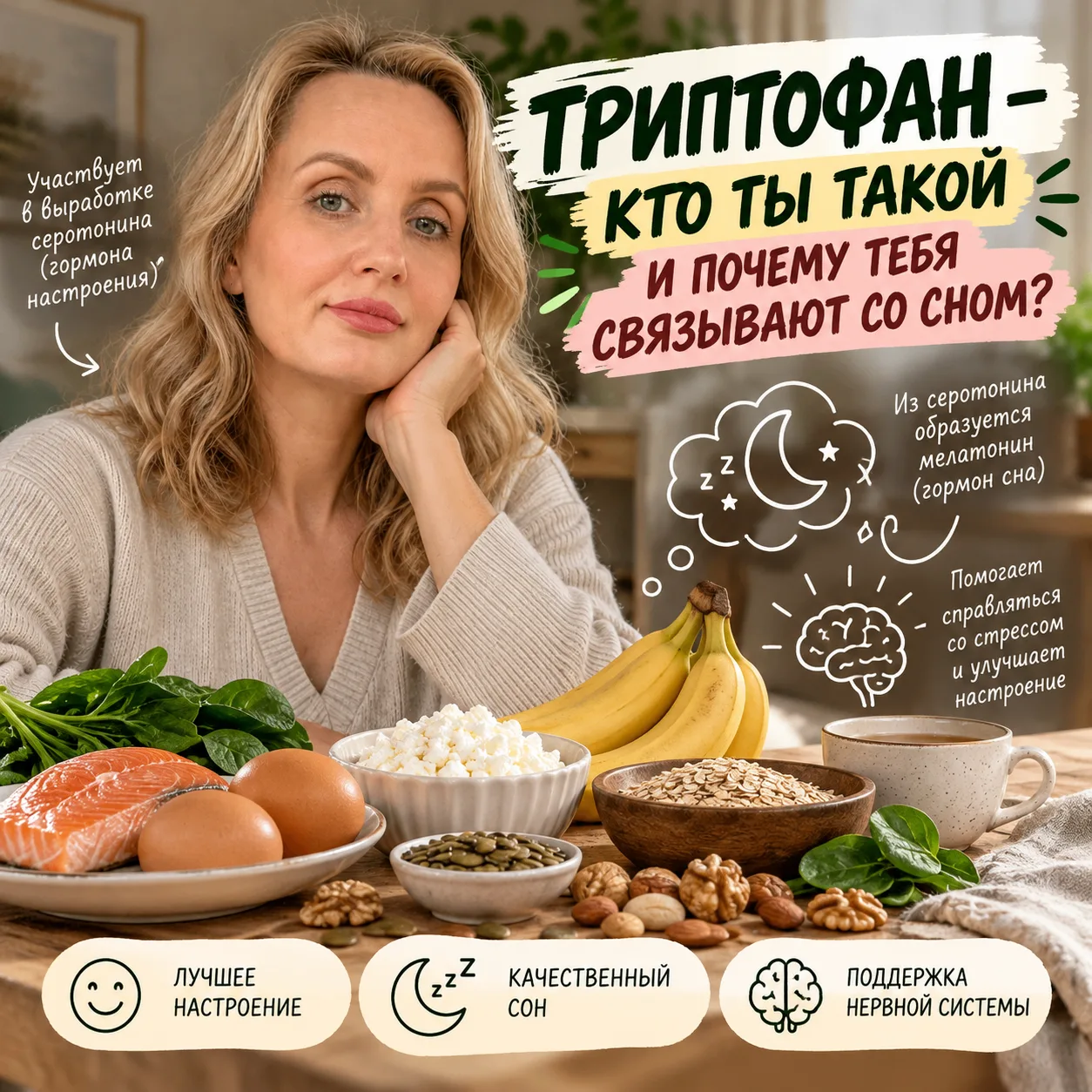 😴 ТРИПТОФАН — КТО ТЫ ТАКОЙ И ПОЧЕМУ ТЕБЯ СВЯЗЫВАЮТ СО СНОМ?