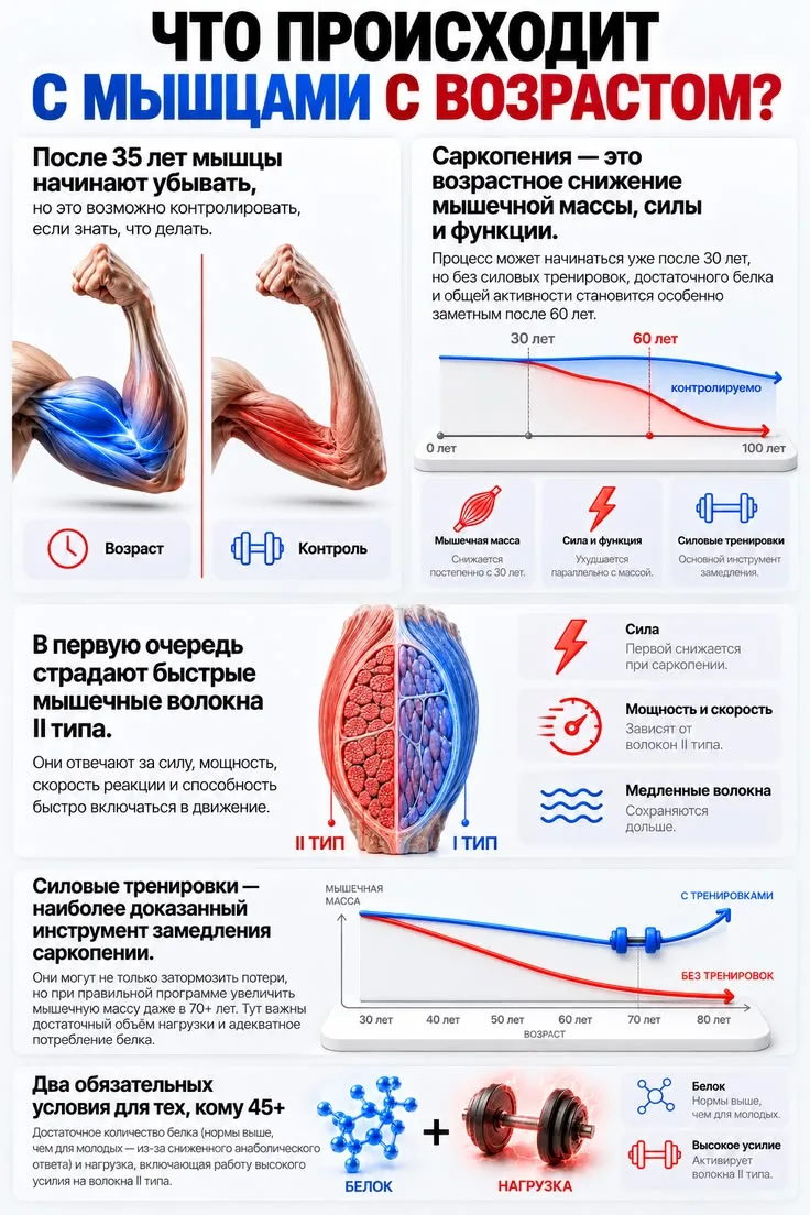 Саркопения - не страшилка, а реальность, с которой нужно бороться.