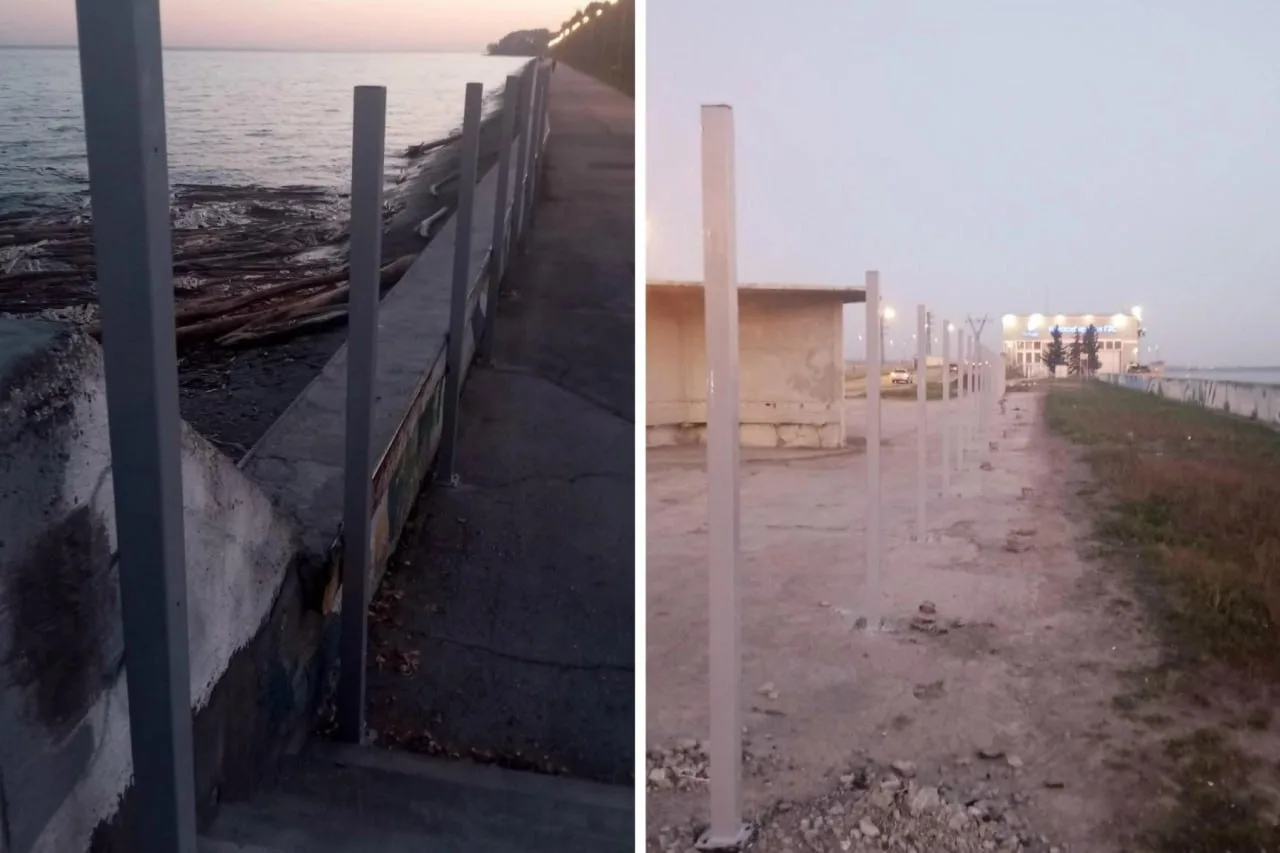 🚧 Вдоль Обского моря в Новосибирске начали устанавливать забор