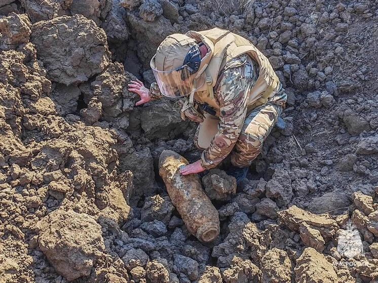 ❗️Под Волгоградом саперы МЧС уничтожили 50-килограммовую авиабомбу времен войны