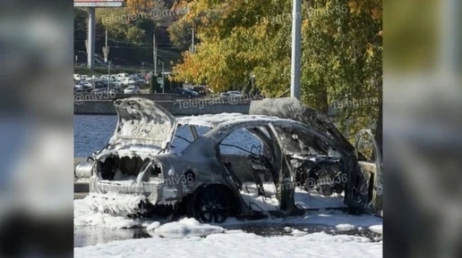 В Воронеже на Чернавском мосту сгорел Ford