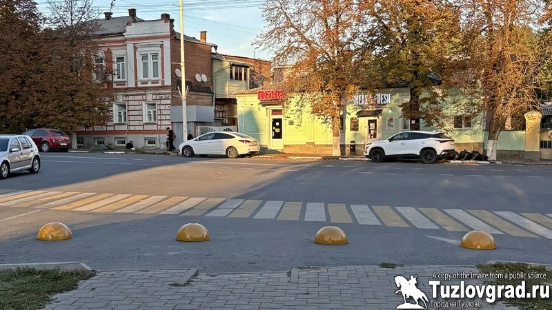 В Новочеркасске по просьбам жителей установили полусферы около пешеходного перехода на ...