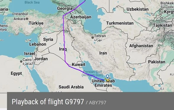 Air Arabia облетает Иран с разных сторон в зависимости от направления маршрута. На это ...